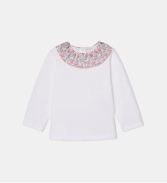 T-shirt col en tissu Liberty  - Coton biologique - Cyrillus - Liberty astell reece