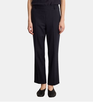 Pantalon droit de tailleur à fines rayures - BRUNE - Pablo - Marine