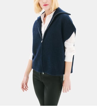 Gilet mitch - Motif uni - Coupe oversize - Caroll - Bleu marine