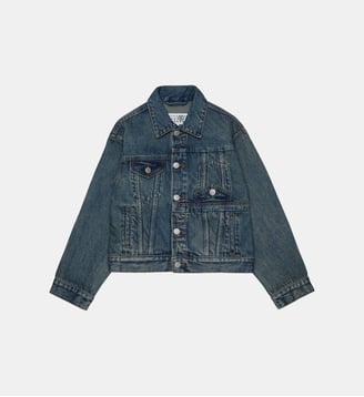 Veste en denim avec logo imprimé - MM6 Maison Margiela - Denim bleu