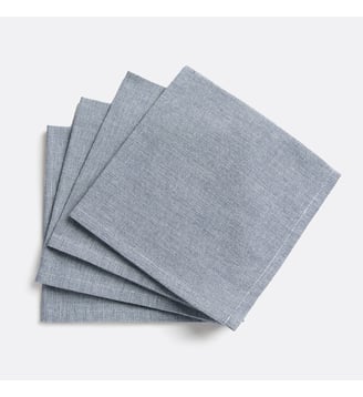 Lot de 4 serviettes de table en coton - La Redoute Interieurs - Bleu chiné