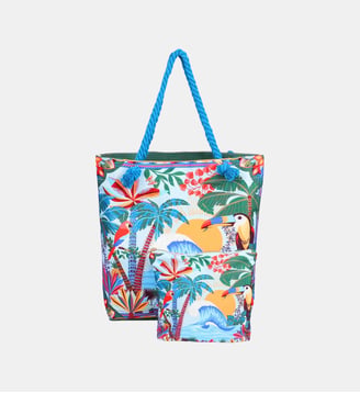 Sac cabas à motifs exotiques avec trousse DOLCE - Wild - Rose