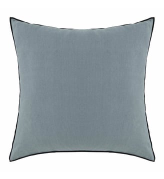 Housse De Coussin  Lin lavé légèrement froissé - Madura - Vert de gris et bourdon noir