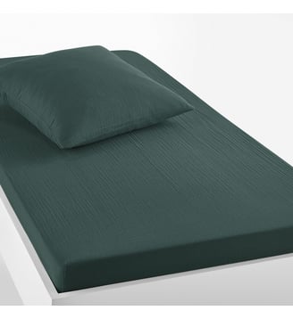Drap-housse enfant uni gaze de coton - La Redoute Interieurs - Vert foncé