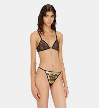 Soutien-gorge triangle en tulle stretch à effet métallisé - Diesel - Noir et doré