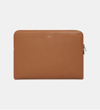 Pochette ordinateur 14" en cuir grainé - Le Tanneur - Marron tan