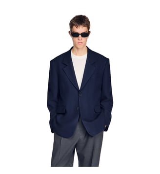 Veste oversize en laine vierge - Sandro - Midnight blue