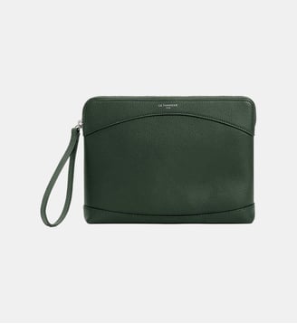 Pochette zippée en cuir grainé - Le Tanneur - Vert malachite