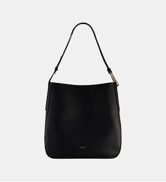 Grand sac hobo Madeleine en cuir de taurillon grainé - Le Tanneur - Noir