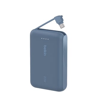 Batterie externe 10000 mAh avec cable USB-C intégre bleu - Belkin - Standard