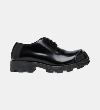 D-Hammer-Chaussures à lacets en cuir avec embout Oval D - Diesel - Noir opaque