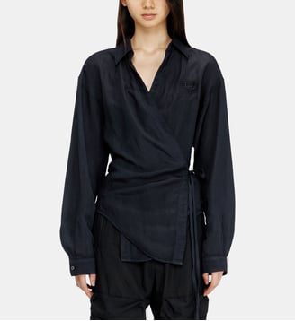 Chemise en lin mélangé à fermeture portefeuille - Diesel - Noir