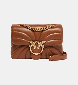 Mini sac à bandoulière love bag puff butterfly en cuir nappa - Pinko - Marron lion et or antique