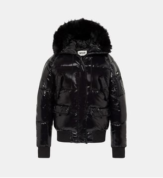 Blouson shiny à capuche - Schott - Noir