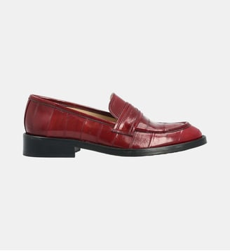 Mocassin benjamine - cuir imprimé façon animalier - Colisée Paris - Rouge et orange