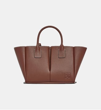 Petit Sac à main Elena en cuir grainé - Le Tanneur - Marron ebène