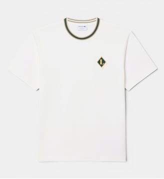 T-shirt fabriqué en France rayures badge - Lacoste - Blanc