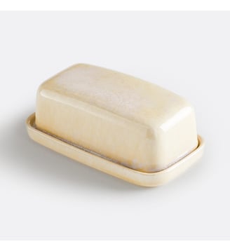 Beurrier en grès émail réactif nacré - La Redoute Interieurs - Beige nacre