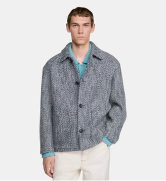 Blouson worker effet chiné - Sandro - Bleu marine