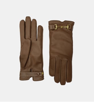 Greco Gants Femme en Cuir Doublés Cachemire - Agnelle - Marron et doré