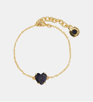 Bracelet fin pierre cœur la diamantine bleu nuit pailleté - Les Néréides - Bleu