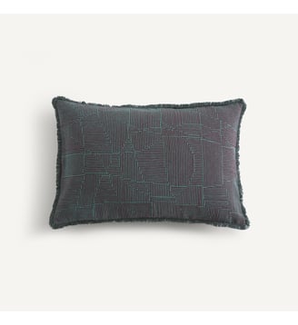 Housse de coussin brodée en lin et coton AM.PM