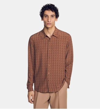 Chemise imprimé chaine - Sandro - Tabac