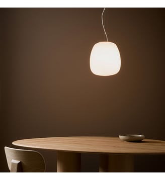 Suspension en verre givré, forme oblongue - AM.PM - Opaline