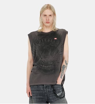 Débardeur en coton avec motif ton sur ton Diesel