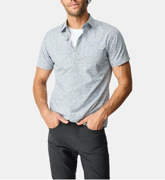 Chemise à manches courtes en coton imprimé North Point - Rodd & Gunn - Bleu vintage