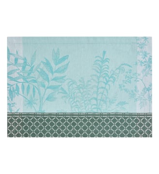 Set de table Jardin d'Eden 100% coton - Le Jacquard Francais - Bleu cascade