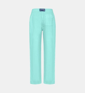 Pantalon large en lin uni - Vilebrequin - Bleu turquoise