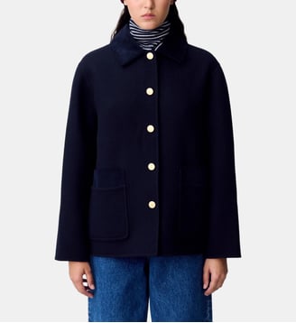 Manteau droit court laine - Claudie Pierlot - Marine