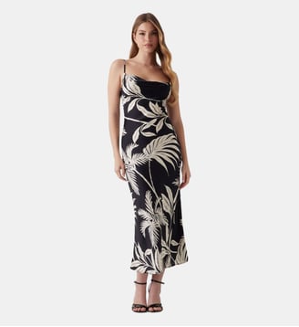 Robe fluide longue à motifs - Guess - Noir et écru