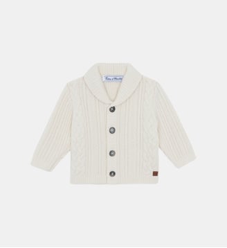Cardigan -  laine maille torsadée - Tartine Et Chocolat - Écru