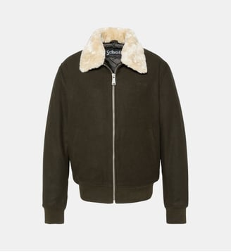 Blouson pilote en laine mélangée - Schott - Kaki