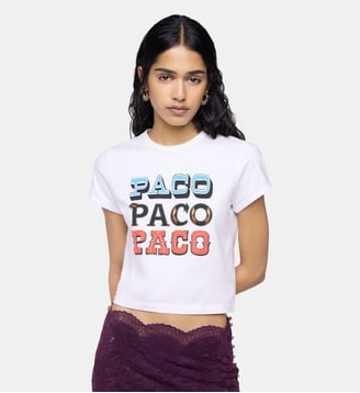 T-shirt imprimé Paco en coton - Rabanne - Blanc