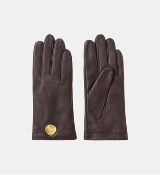 Gants cuir lisse d'agneau bijou doré - Claudie Pierlot - Chocolat