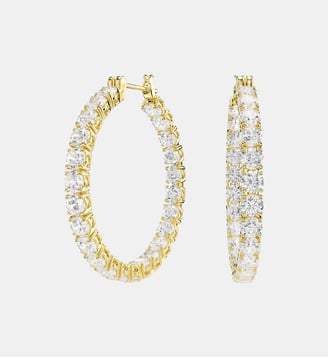 Anneaux d'oreilles Matrix, Doré à l’or 18 carats (750/1000) - Swarovski - White gold tone plated