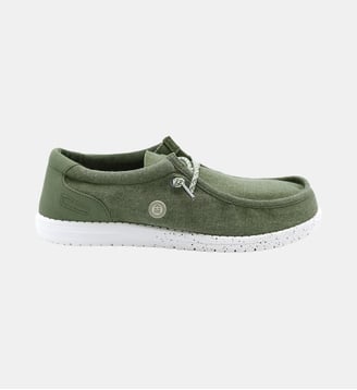 Chaussures bateau en toile - Serge Blanco - Vert olive