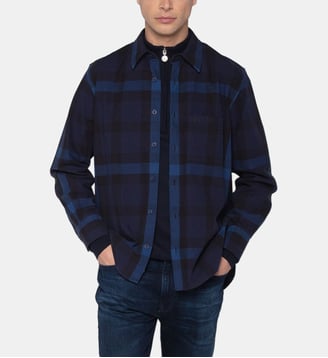 Chemise Amsterdam à carreaux en coton - Serge Blanco - Bleu marine