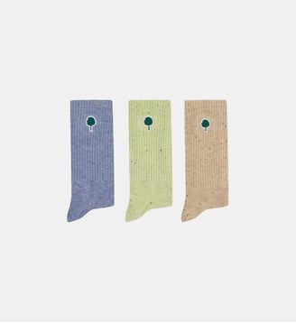 Chaussettes x3 hauteur mi-mollet - Faguo - Bleu et écru