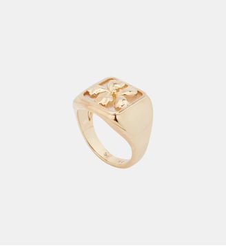 Bague iris doré sur plaque de nacre - Les Néréides - Blanc