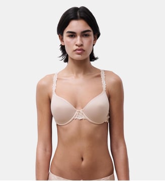 Soutien-gorge mémoire de forme emboîtant broderie italienne - Chantelle - Rose poudré