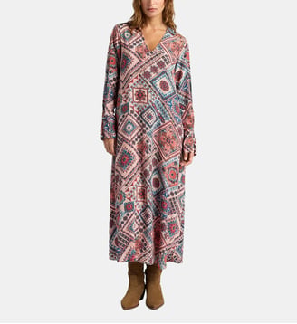 Robe chaco en crêpe de chine all-over - Momonì - Rose