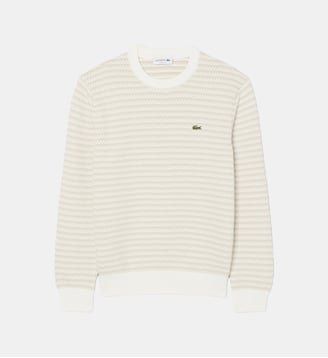 Pull rayé coton - Lacoste - Beige, gris clair et blanc