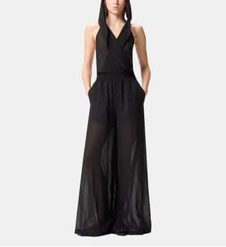 Combinaison-pantalon à capuche et détails transparents - Pinko - Limousine noire