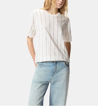 T-shirt à rayures bijoux - Pinko - Blanc