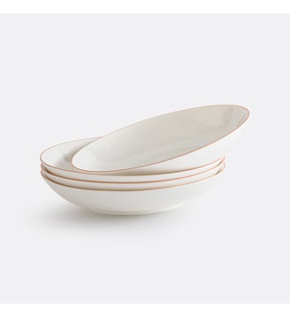 Lot de 4 assiettes creuses porcelaine - La Redoute Interieurs - Blanc orange