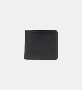 Portefeuille en cuir pliable avec logo embossé - Diesel - Noir